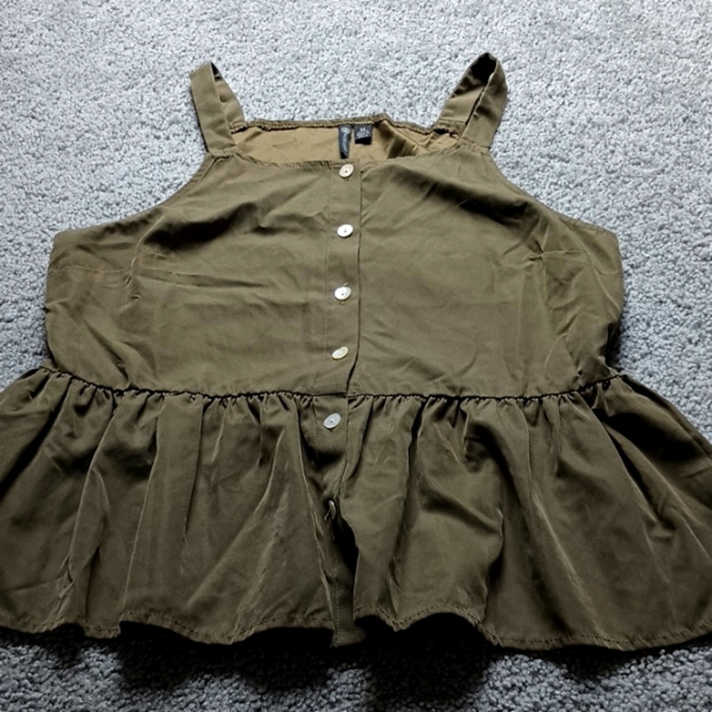 Olive green suede tank
